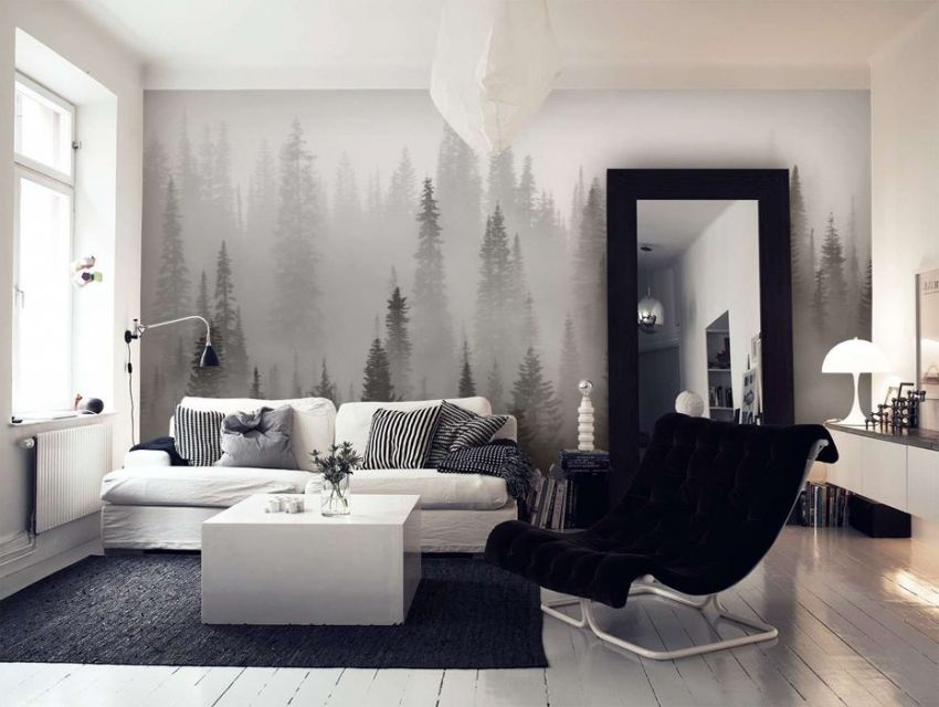 Čierna a biela tapeta v interiéri a funkcie ich použitia