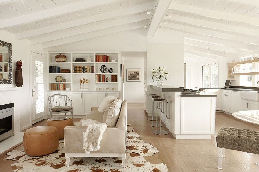 Návrh kuchyne v kombinácii s obývacou izbou: fotografie moderných interiérov