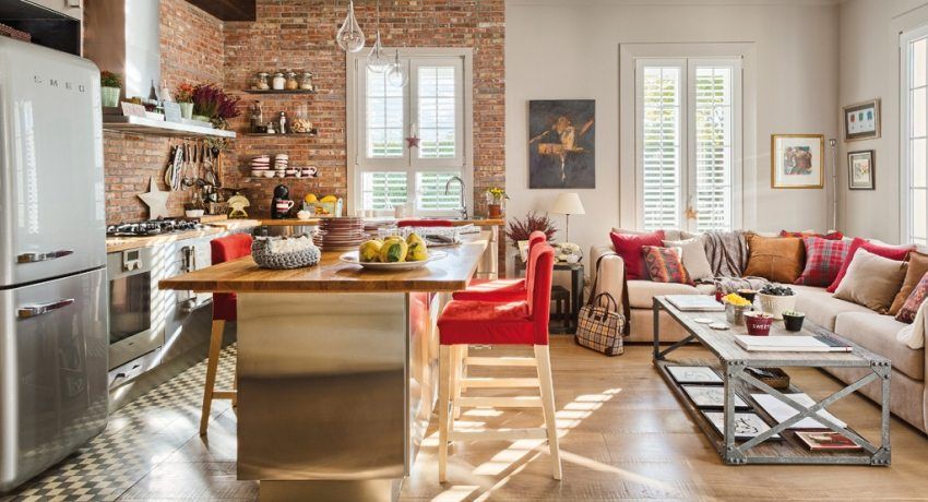 Obývacia izba s kuchyňou: fotografie z najlepších interiérov