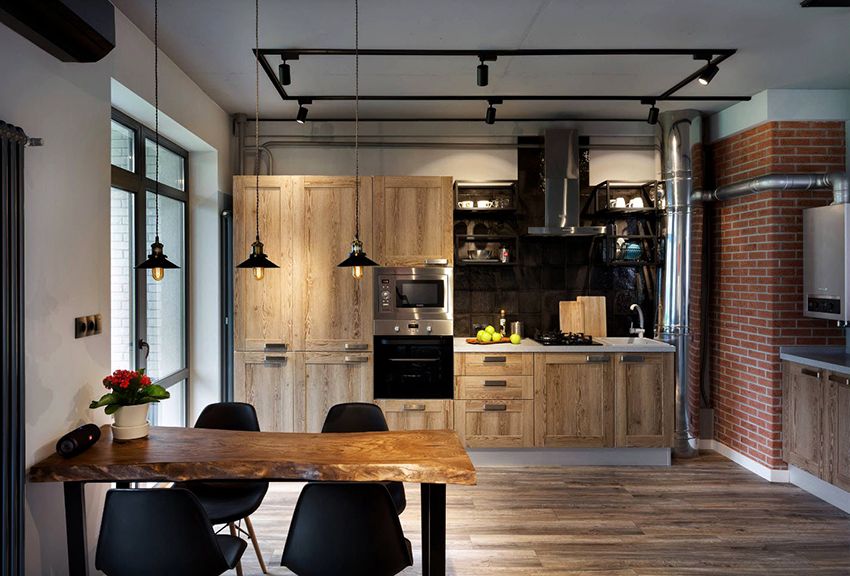 Kuchyňa typu Loft: nápady na vytvorenie priemyselnej stručnosti v interiéri