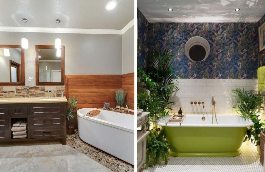 Strečový strop v kúpeľni, fotografie hotových dizajnových riešení